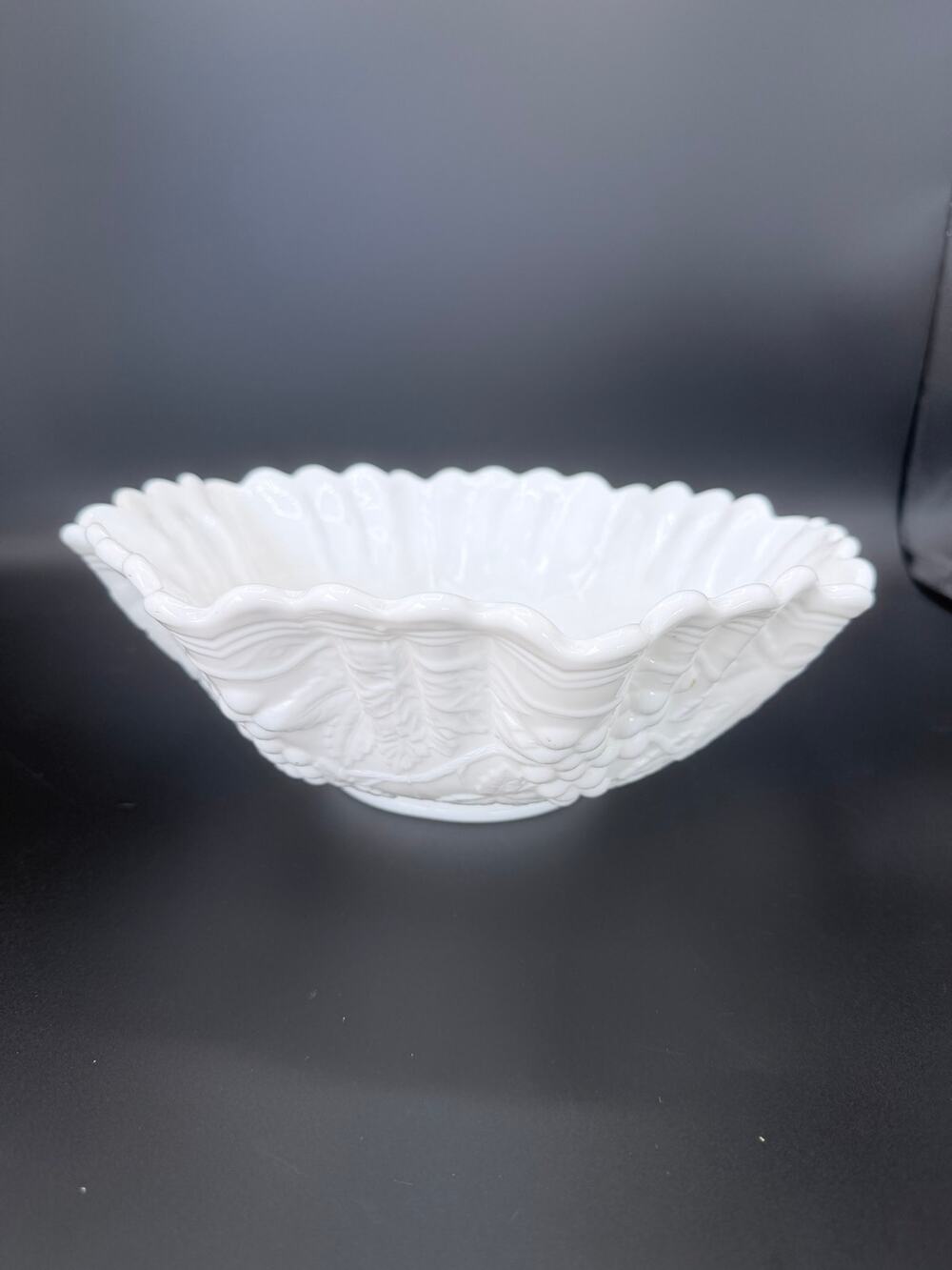 Vintage Westmoreland Paneled Grape Milk Glass 10in Centerpiece Bowl